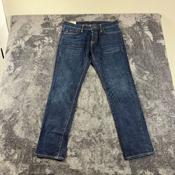 Abercrombie & Fitch Mens Dark Blue Denim Jeans Skinny Button Fly 32X30 (34X30.5) - Picture 1 of 11